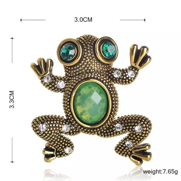 VQ Antique Silver Frog with Blue Crystal - Picture 3 of 6